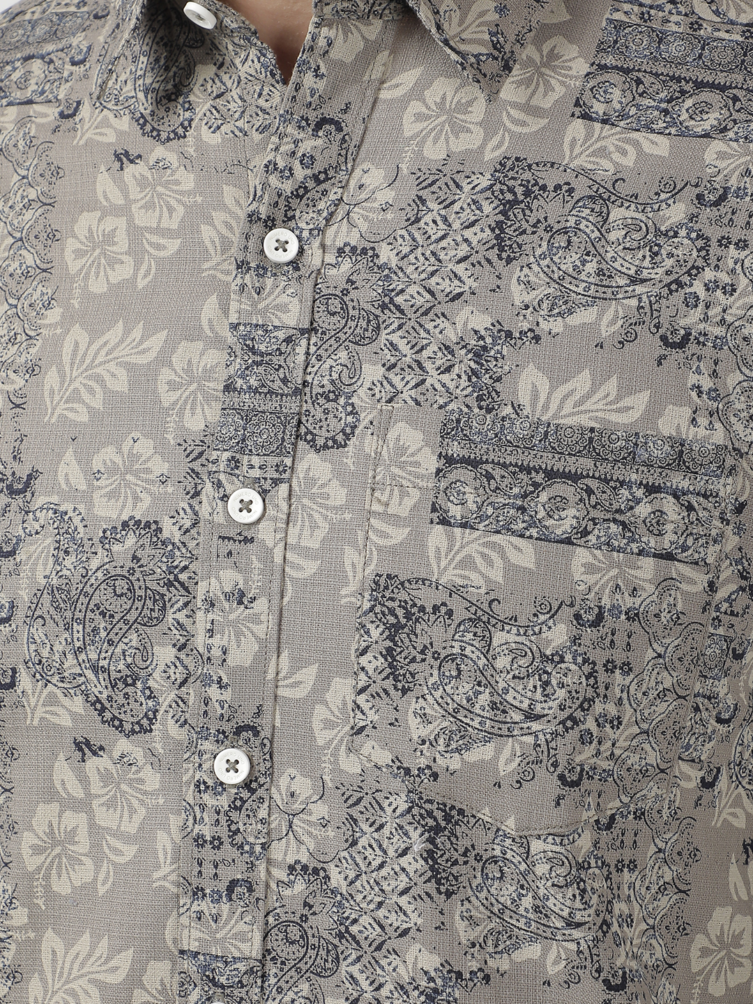 Numero Uno Men Abstract Beige Shirt